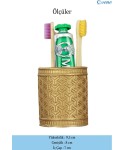 Diş Fırçalığı Tezgah Üstü Altın Renk Diş Fırçası Standı Y Desenli Model